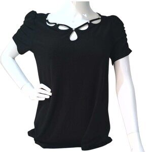 Short Sleeve Tunic top with cut out neckline.